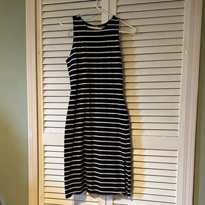 a new day Black and White Striped Midi Dress